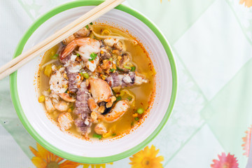 seafood noodle, copy space