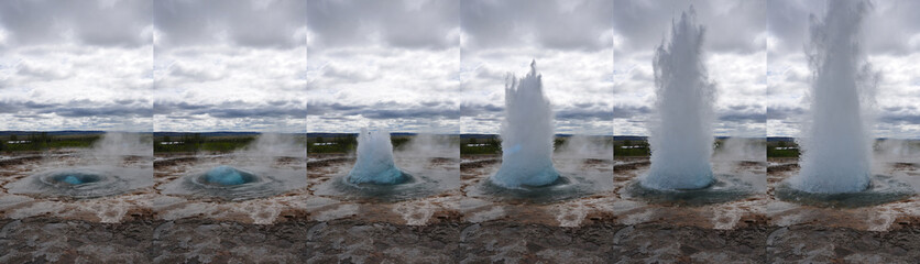 sequence geysir eruption iceland
