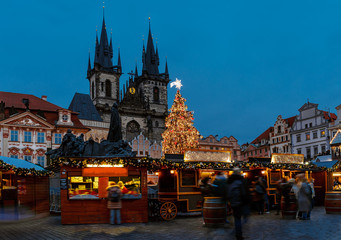 Christmas market on the Old town square in Prague - Czech Republic