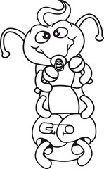 Obraz na płótnie Canvas baby kind rasseln klein windel schnuller wurm schnecke kriechen raupe schlange süß niedlich comic cartoon