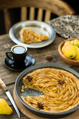 Coffee break with french pear tart