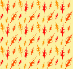 Autumn leaves pattern. Cute vector leaf seamless pattern. Abstract print with leaves. Elegant beautiful nature ornament for fabric, wrapping and textile. Doodle style