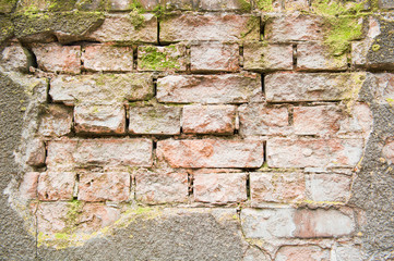 Texture of surface of old brick wall background