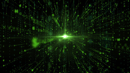 Obraz premium Abstract Matrix Background with Green Color Symbols, Technology Background Concept
