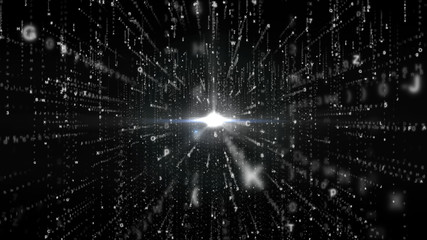 Fototapeta premium Abstract Matrix Background with White Color Symbols, Technology Background Concept