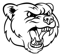 Angry  Grizzly Bear Sports Mascot Face