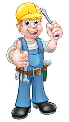 Handyman Electrician With Screwdriver