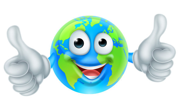 Cartoon Character World Earth Day Thumbs Up Mascot
