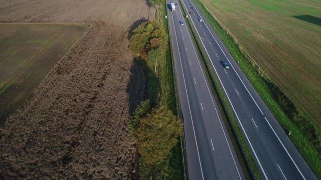 aerial view of cars going on highway
