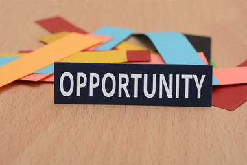 Opportunity word on Colorful Paper Cards