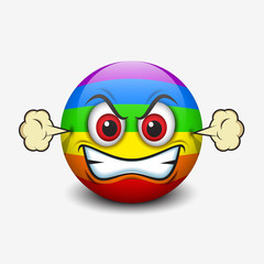 Angry rainbow emoticon, emoji