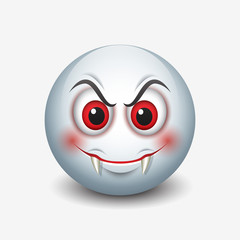 Vampire emoticon isolated on white background