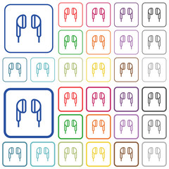 Earphone outlined flat color icons