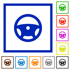 Steering wheel flat framed icons