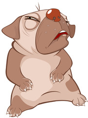 Illustration of a Cute Hunting Dog. English Bulldog. Cartoon Character