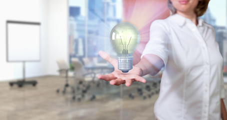 Conference Room Woman With Idea Bulb
