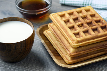 Belgian wafers with honey and fresh berries