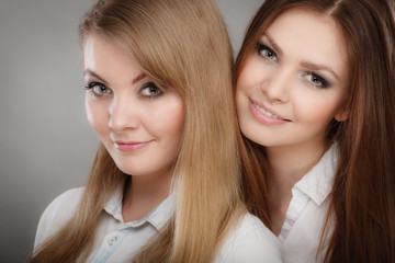 Obraz na płótnie Canvas Lovely playful sisters women portrait.