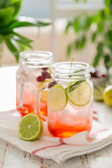 Cranberry lemonade in glass jar