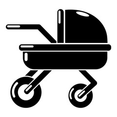 Baby carriage family icon, simple black style