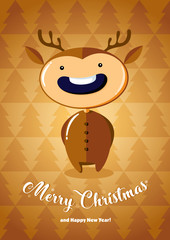 Christmas card with boy in deer costume