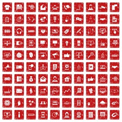 100 data exchange icons set grunge red