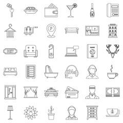 Doorman icons set, outline style