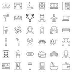 Receptionist icons set, outline style