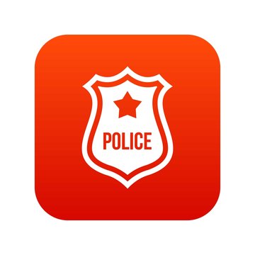 Police badge icon digital red