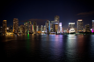 Fototapeta na wymiar City skyline panorama on night sky in Miami, USA