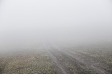 Fog in the morning at the outskirt of town