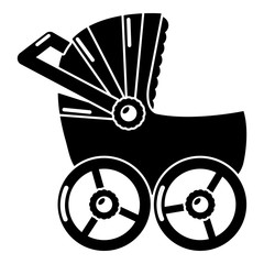 Baby carriage big icon, simple black style