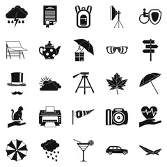 Wind icons set, simple style