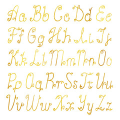 Gold brushed latin alphabet