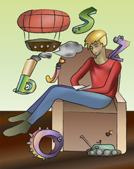 Illustration on the topic of learning (reading)