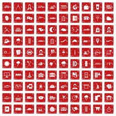 100 dispatcher icons set grunge red