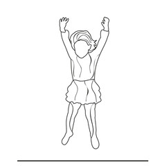 sketch little girl jumping, child, vector,