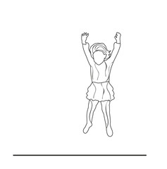 sketch little girl jumping, child