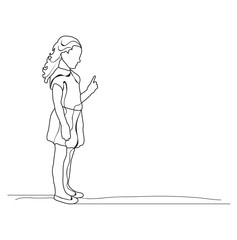 child sketch little girl vector, isolated