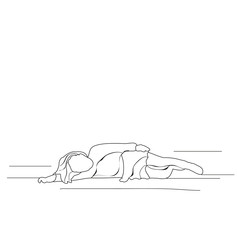 sketch of a child lying vector, isolated