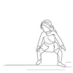 sketch little girl vector, isolated