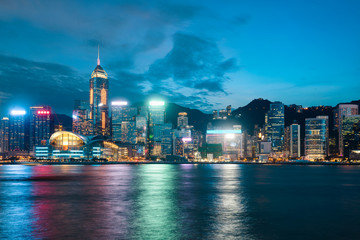 Fototapeta na wymiar Victoria harbour, Hong Kong skyline
