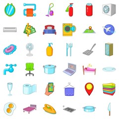 Guest passport icons set, cartoon style