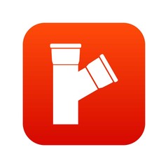 Plastic pipe connection icon digital red