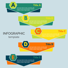 Five steps infographic design elements. Step by step infographic design template. Vector illustration

