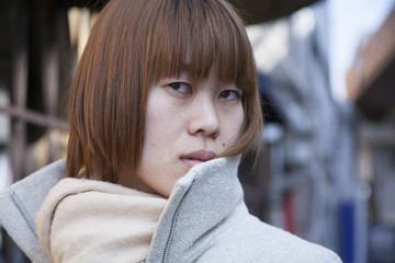 Young Asian Woman in Winter Coat Portrait