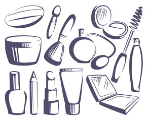 Cosmetics sketches. Vector illustration