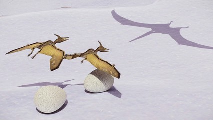 Egg and pterodactyl 3d rendering © satori