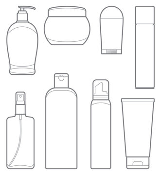Bottles of cosmetic products