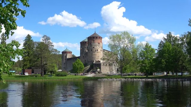 Olavinlinna castle on a sunny june day. Savonlinna, Finland